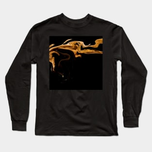 Liquid Flowing Gold  - Digital Liquid Paint Swirls Long Sleeve T-Shirt